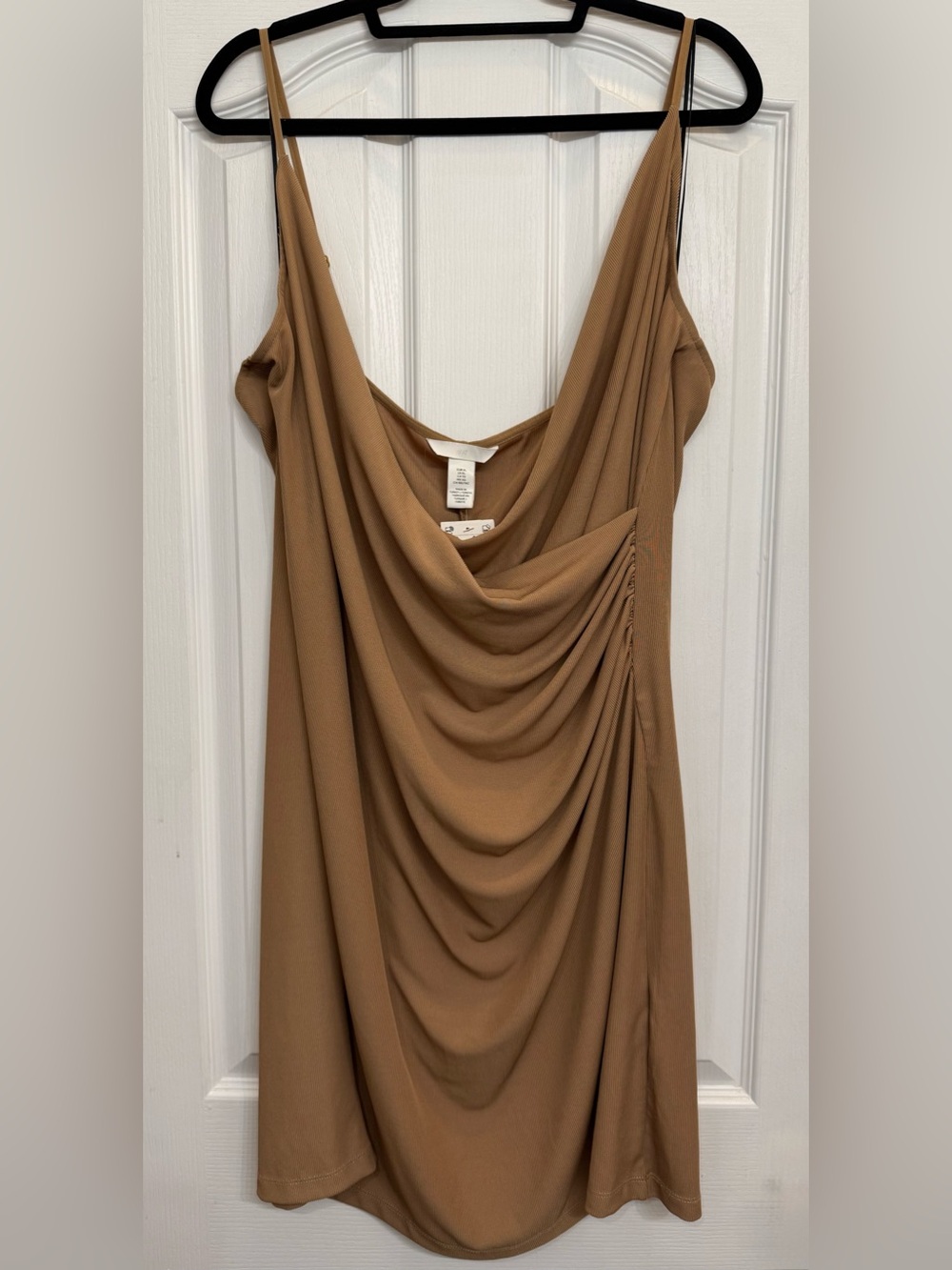H&M Camel Brown Draped Slip Dress